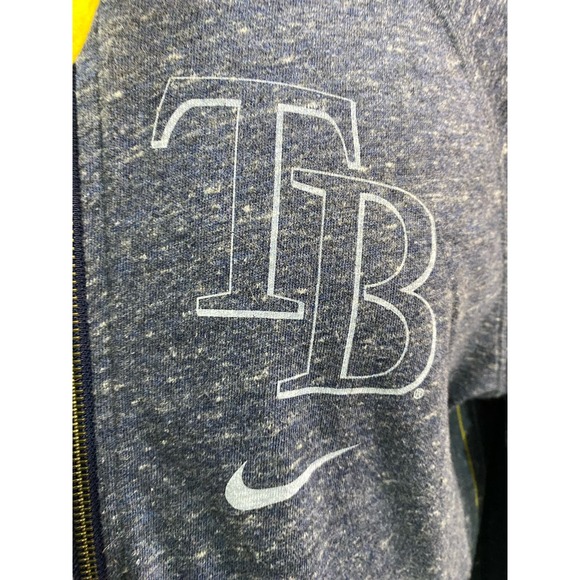 Nike MLB Tampa Bay Devil Rays Men Large Zip Up Hoodie light Jacket Gray Baseball - Picture 8 of 10